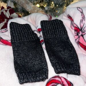 Black & Silver Knit fingerless Gloves